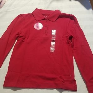 Girls Red Long Sleeve Polo